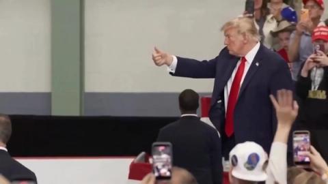 President Trump gives a thumbs-up to the Wasilla crowd during the Trump Dance Thank You Alaska moment, October 13, 2026 (still from Rapid Response 47 video)