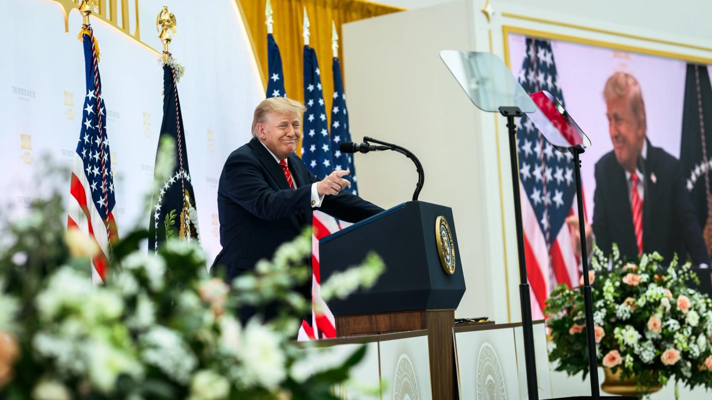 Stand-in photo (Oct. 8, 2026): President Donald J. Trump presents the National Medal of Science to tech company leaders at a “New Golden Age” summit with tech and science leaders at the Donald J. Trump Institute of Peace in Washington, D.C., Thursday, October 8, 2026. (Official White House Photo by Daniel Torok)
