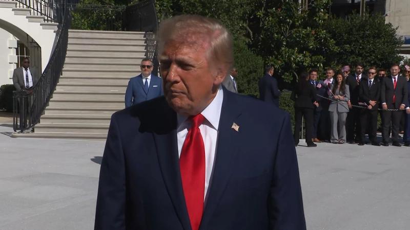 President Trump speaks with reporters on the South Lawn of the White House before departing for San Antonio, Texas, October 7, 2026 (still from Official White House video)