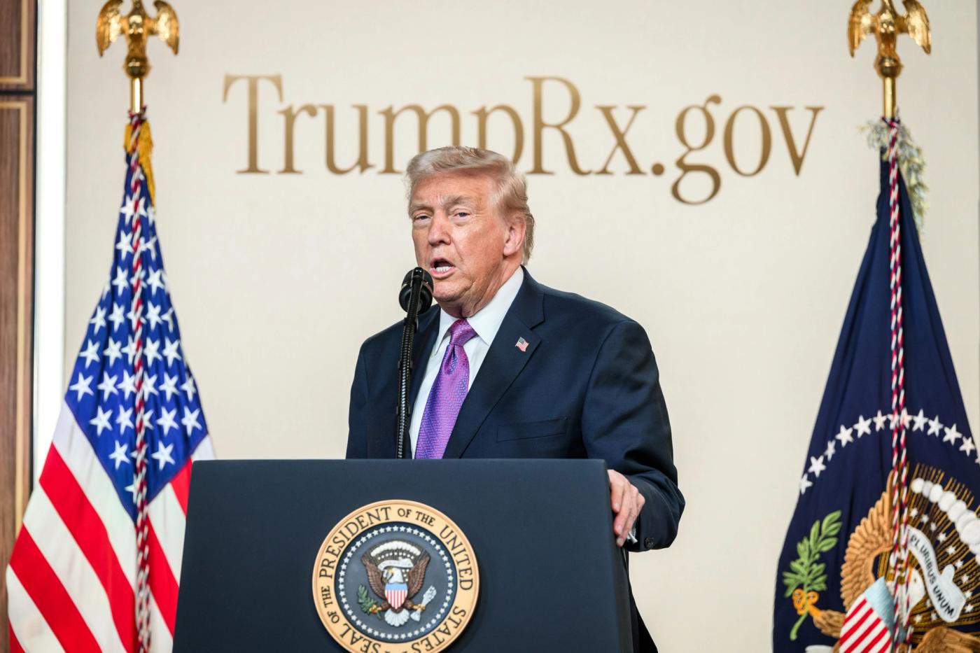 Stand-in photo (February 5, 2026): President Donald Trump announces the launch of TrumpRX in the South Court Auditorium, Thursday, February 5, 2026. (Official White House Photo by Joyce N. Boghosian)