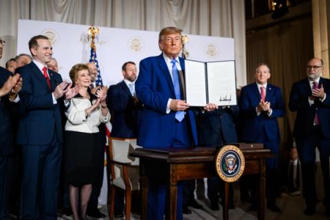 President Trump at the America.gov launch with signed Executive Order — EO 14432 published in the Federal Register October 2, 2026 (Official White House Photo)