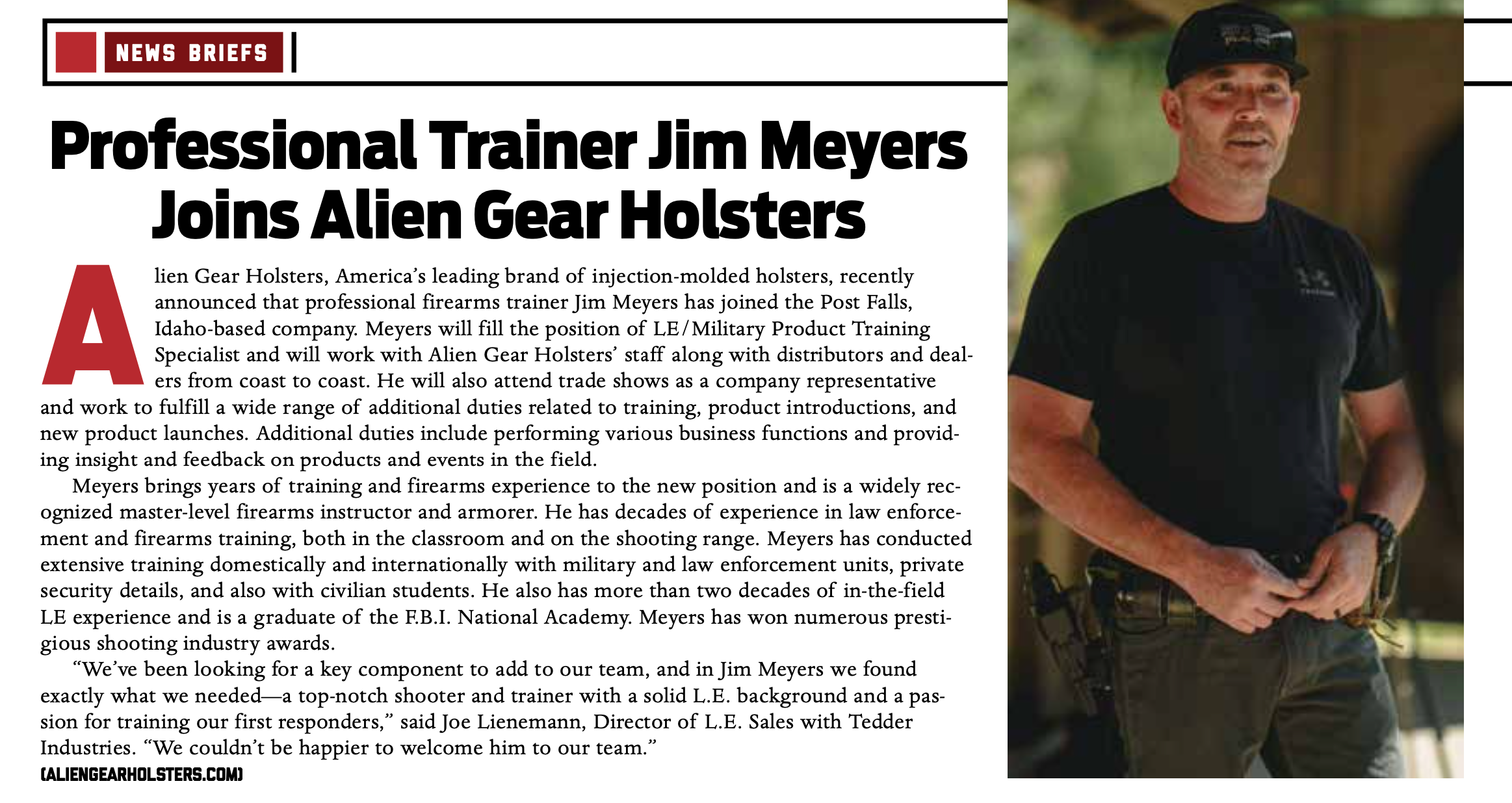 SHOT Magazine - Professional Trainer Jim Meyers Joins Alien Gear Holsters