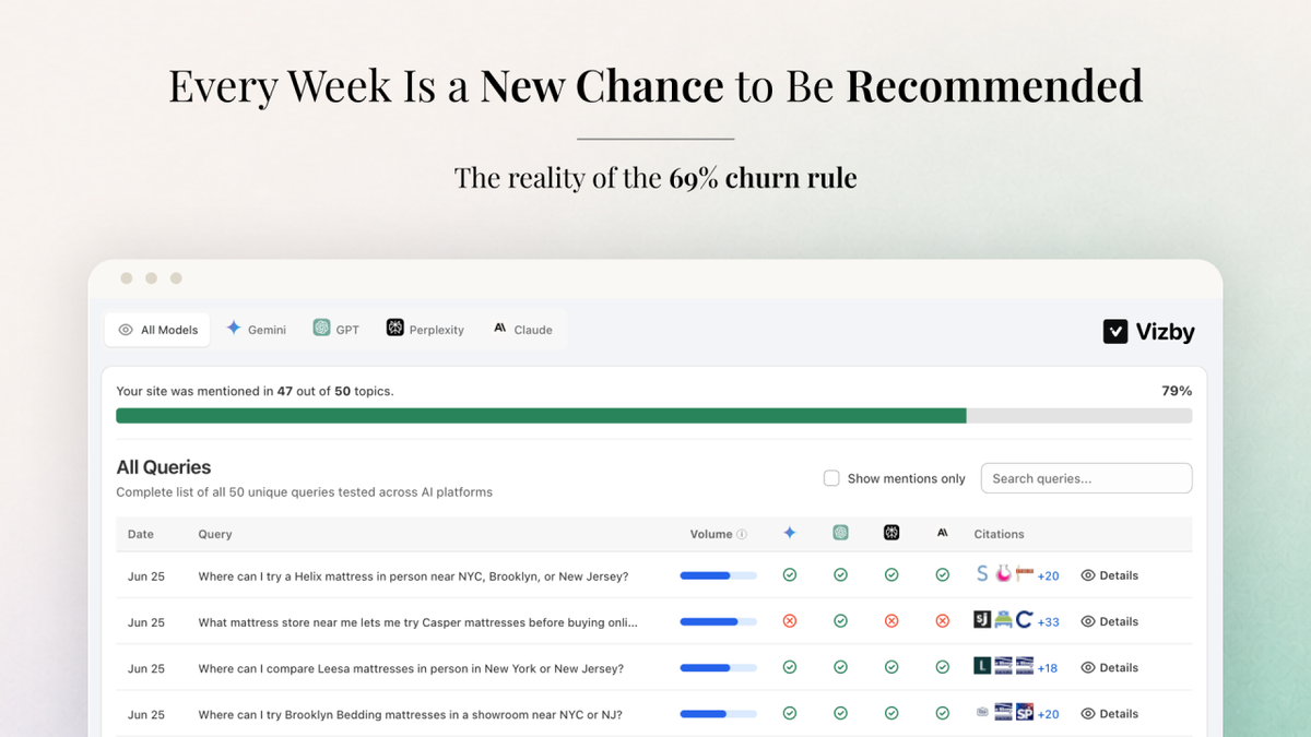 AI Visbilty dashboard on Vizby AI platform