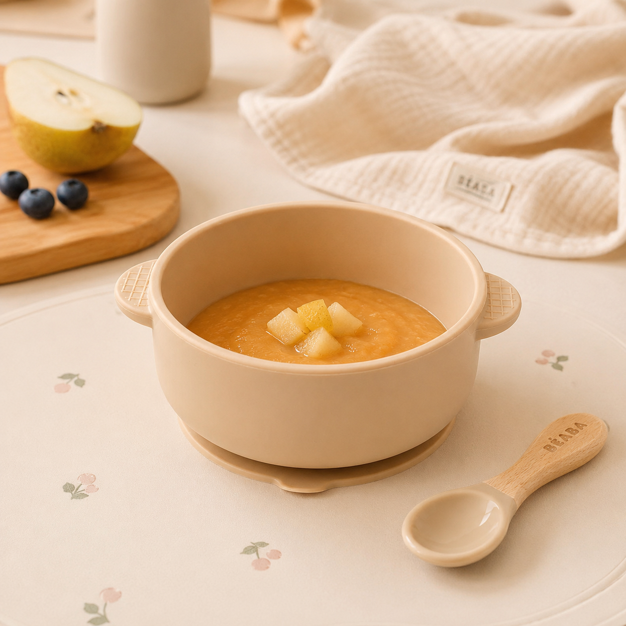 Wholesale modern square silicone baby suction bowls in custom boho colors