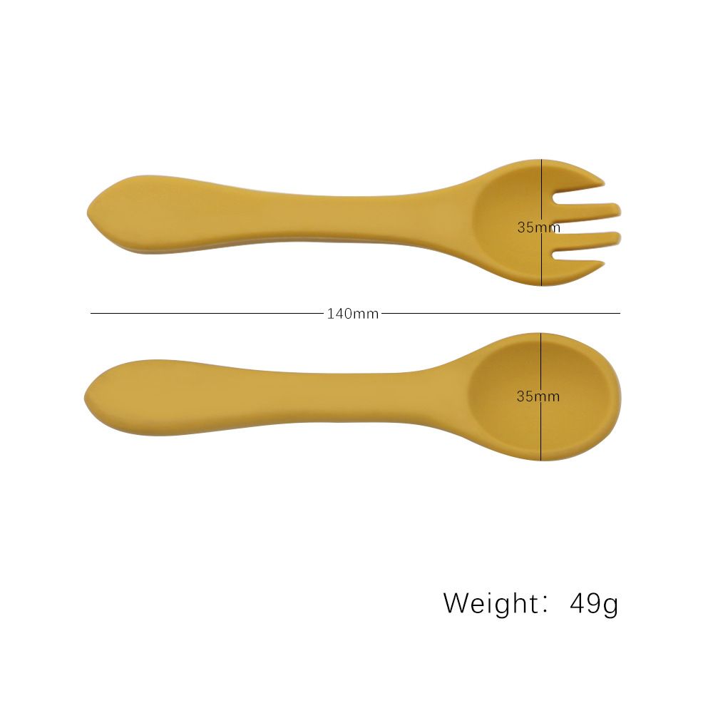 Soft flexible food grade silicone baby fork gentle on teething gums