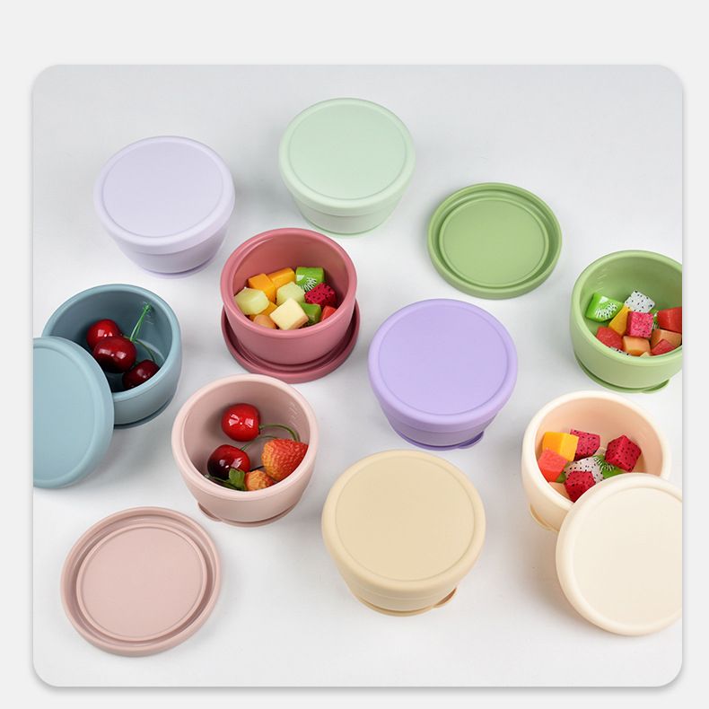Silicone baby suction bowl with leak-proof lid wholesale