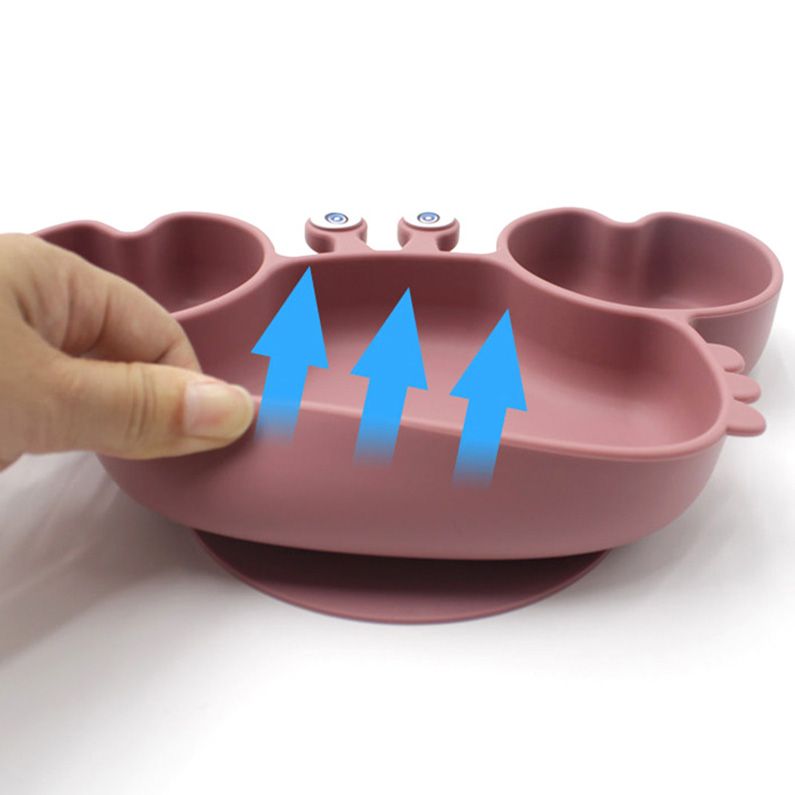 Strong non-slip suction base on crab silicone baby divided plate