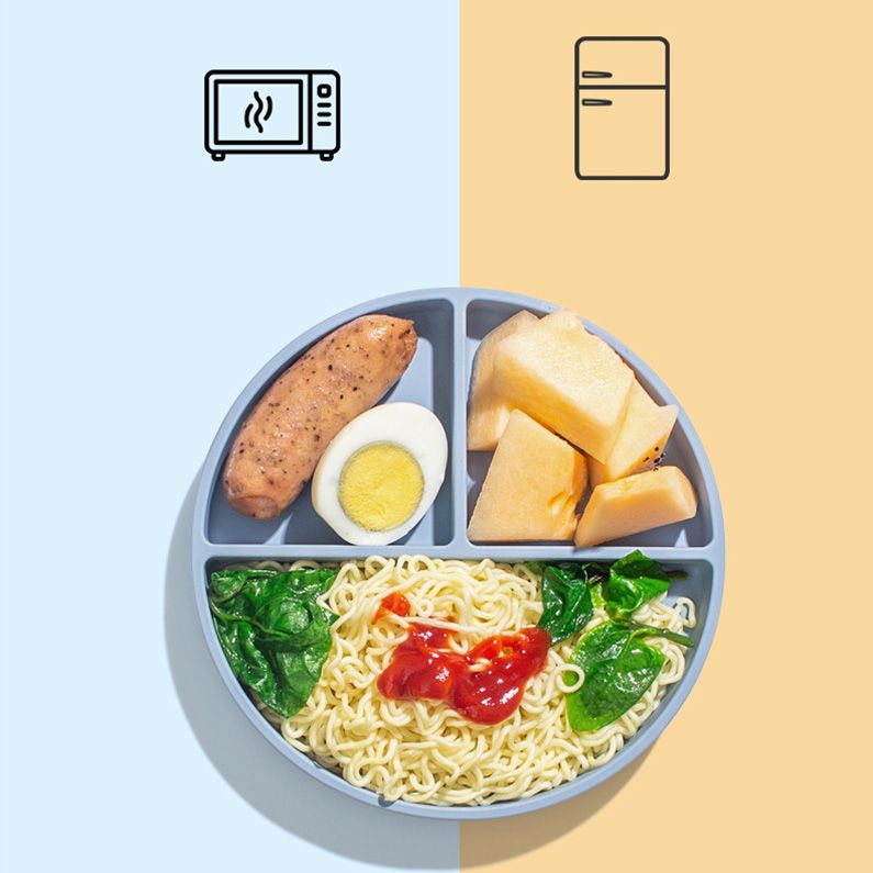 3-compartment silicone toddler plate for balanced baby led weaning meals