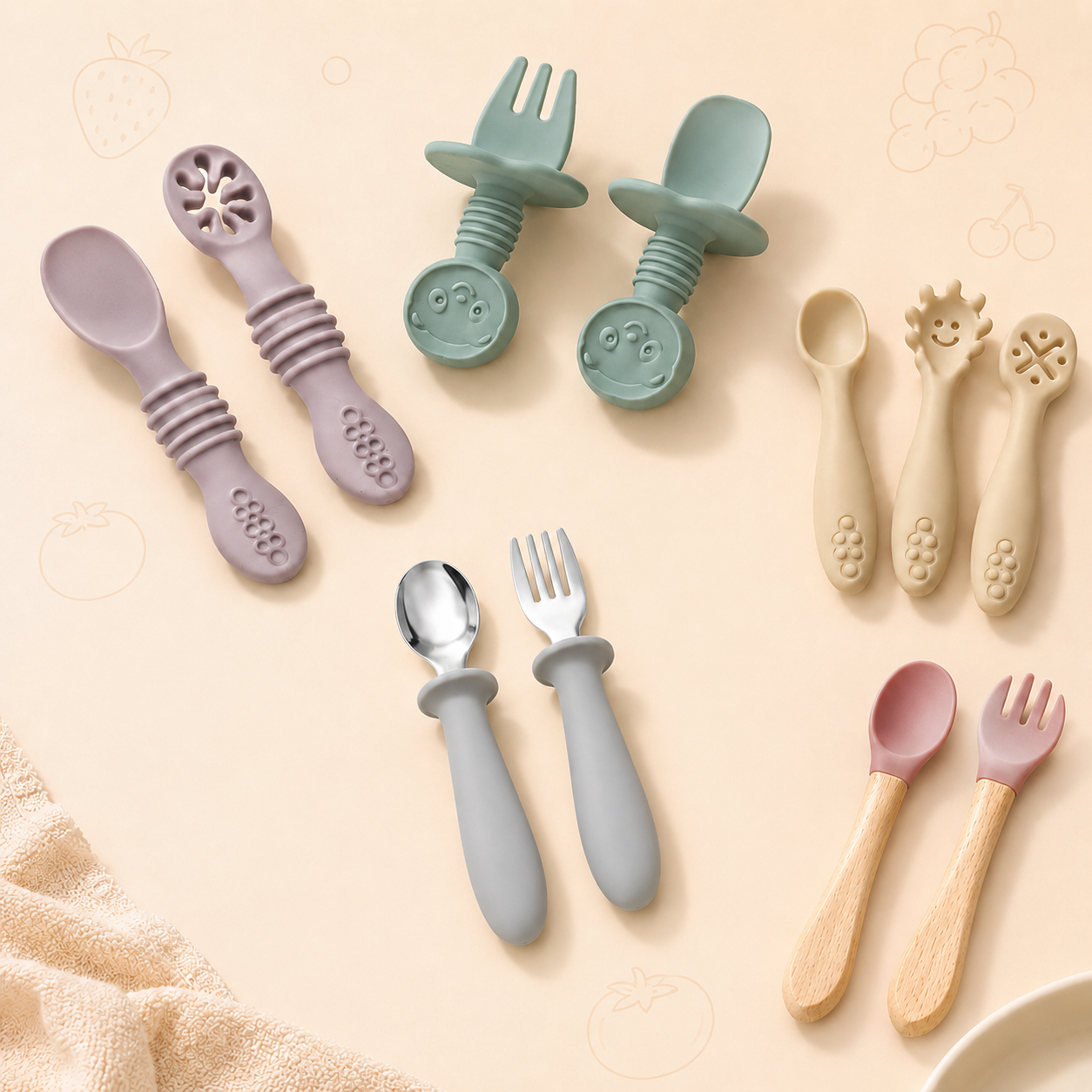Wholesale silicone baby spoons and forks sets Yiya Bebe