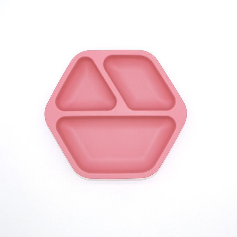 Geometric 3-compartment divided baby dish for balanced portion control