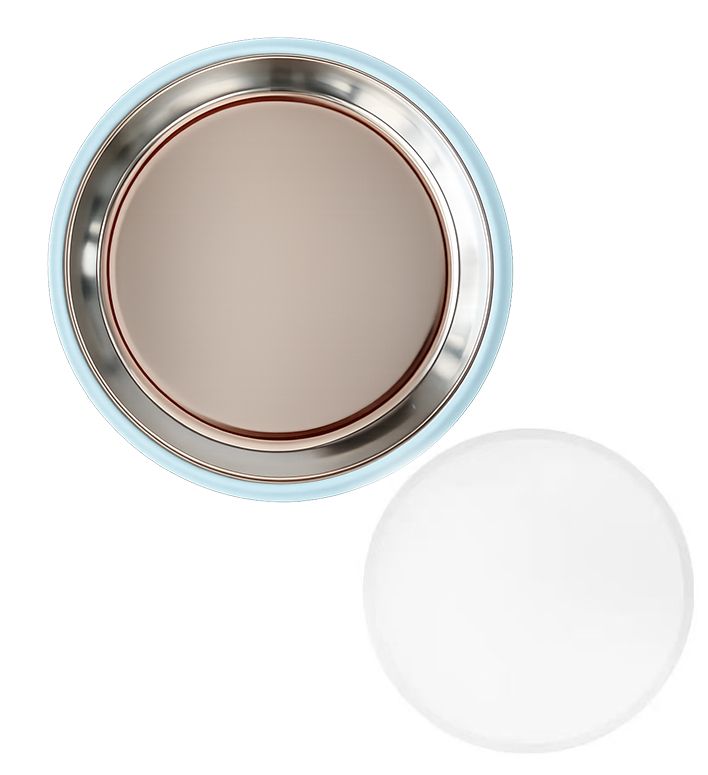 Wholesale non divided stainless steel kids plate with pastel blue silicone sleeve and storage lid