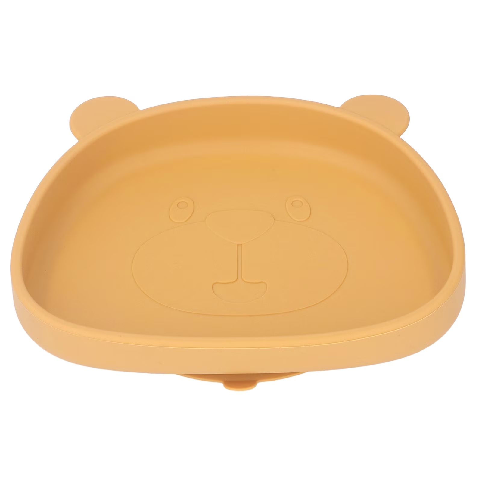 Wholesale mustard yellow bear shaped silicone suction toddler plate