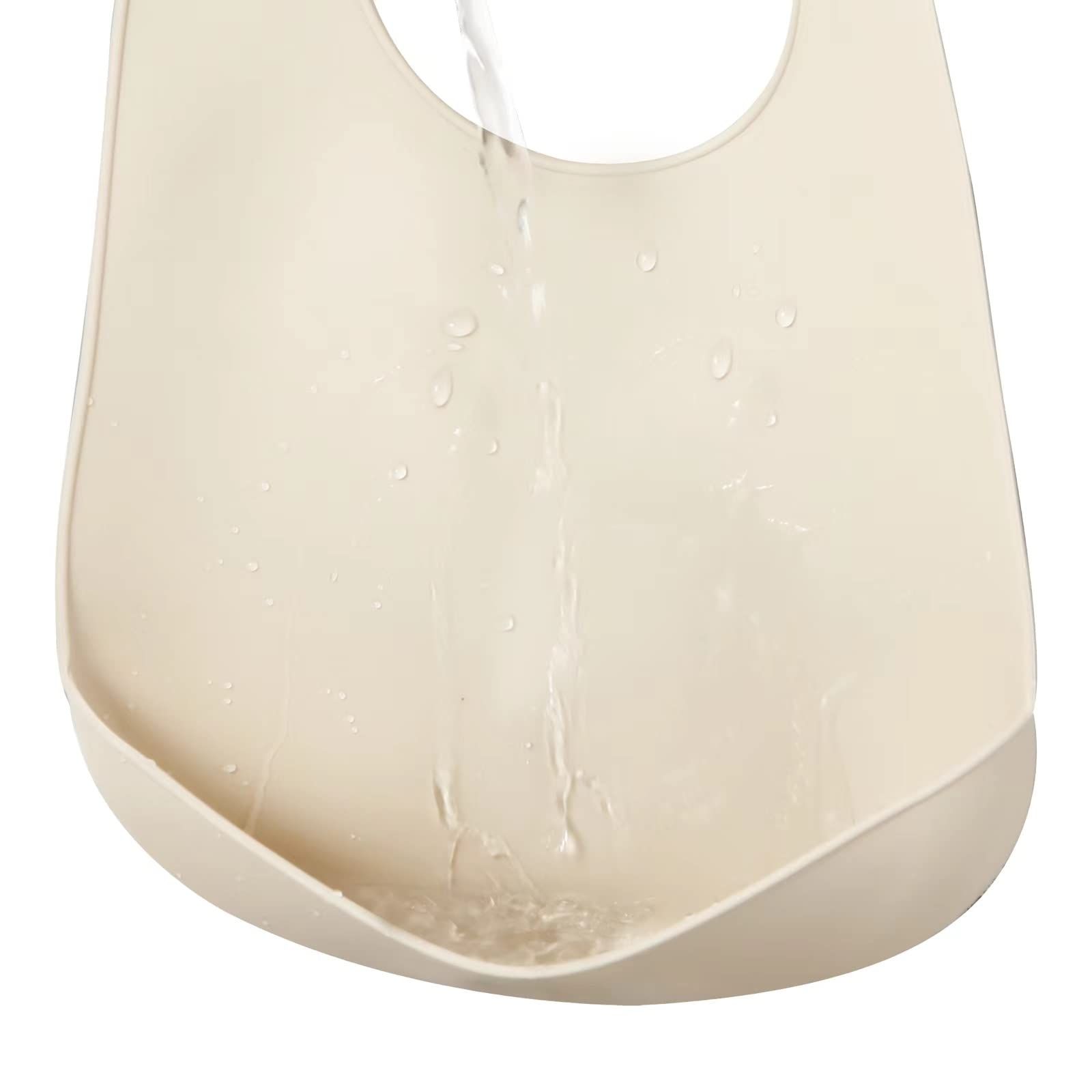 Deep stay-open spill catcher pocket on waterproof easy-wipe meal apron