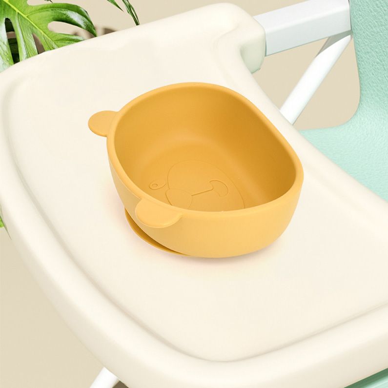 Smooth rounded edges on cartoon silicone baby suction bowl for safe eating