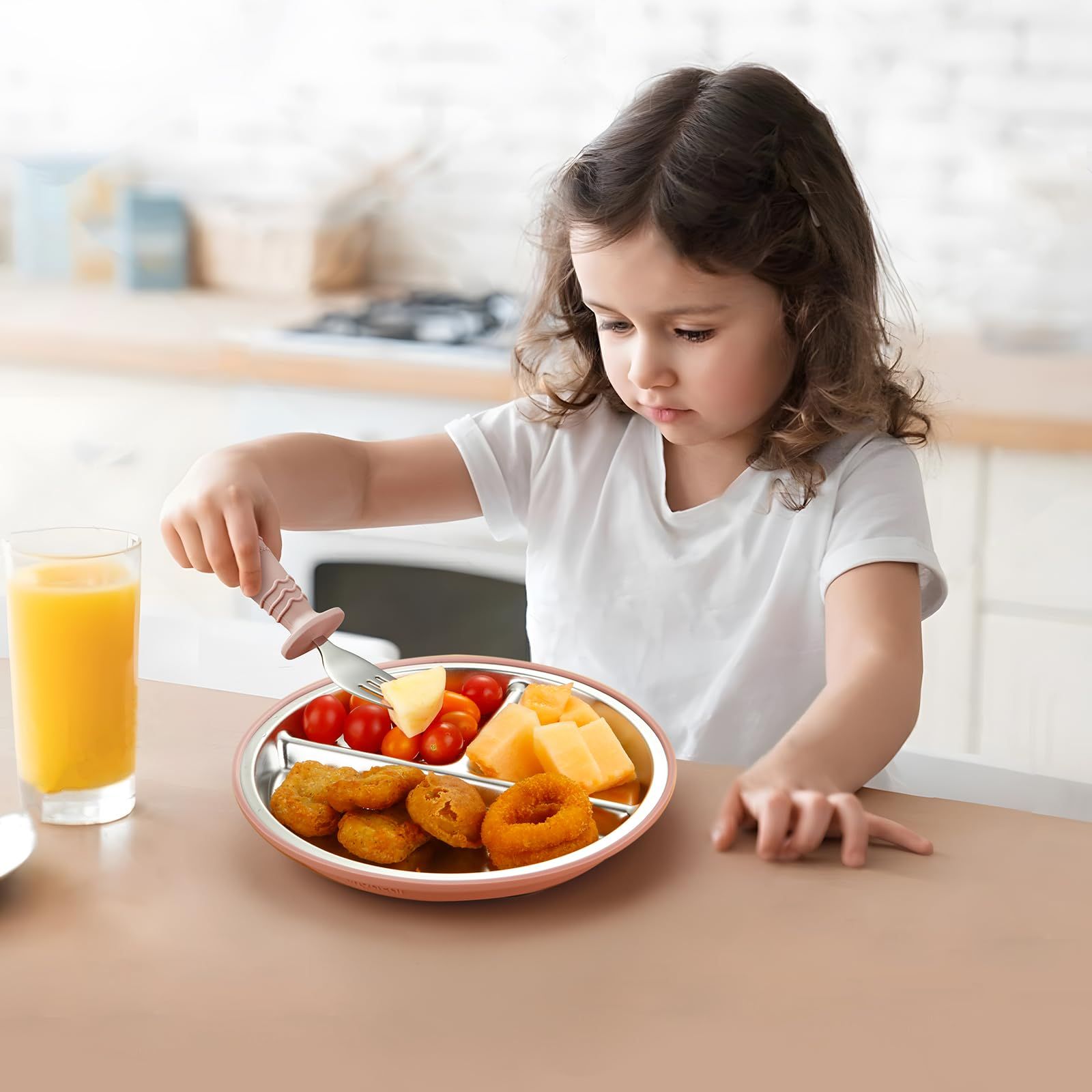 Dishwasher safe unbreakable metal baby tableware factory direct