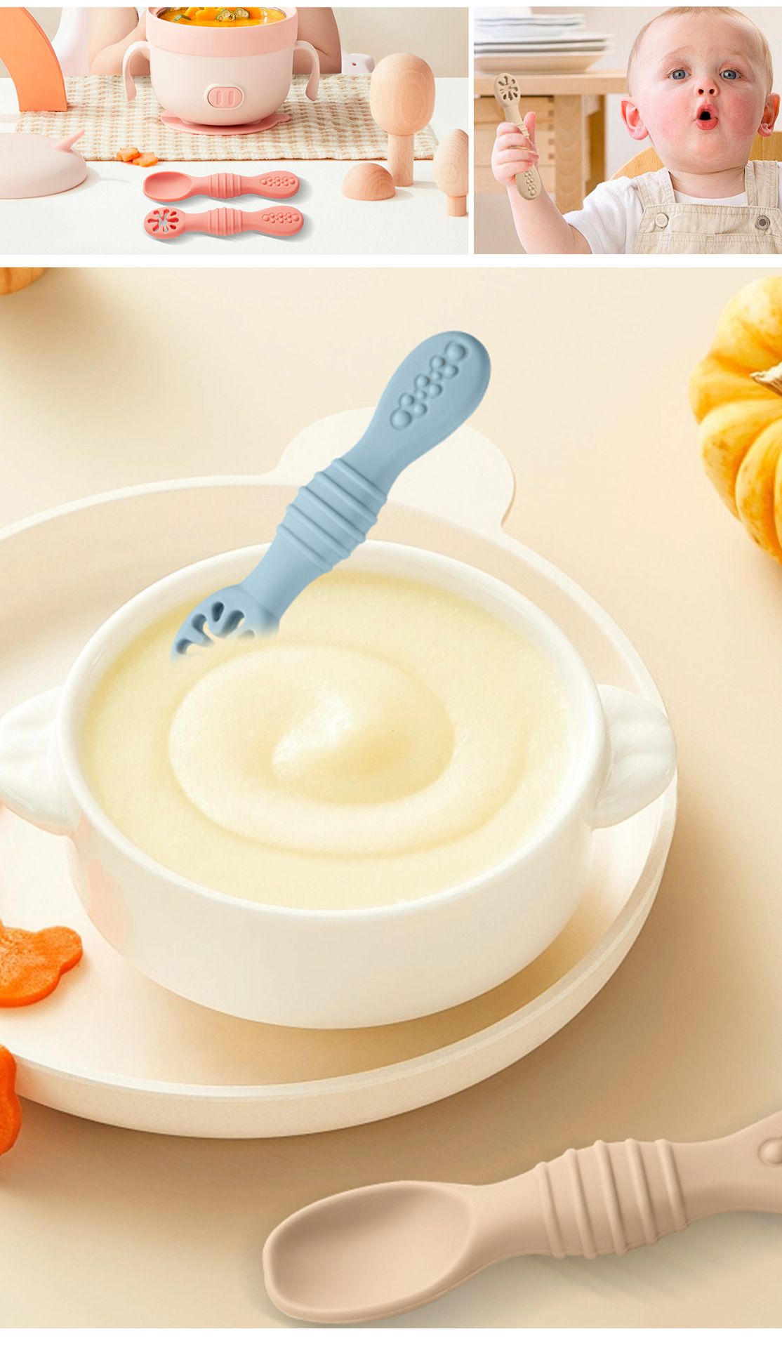 BPA free chewable silicone baby spoon for teething relief