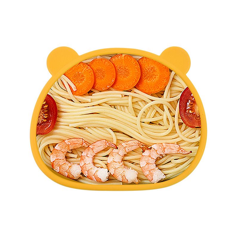Strong non-slip suction base on bear silicone baby feeding bowl