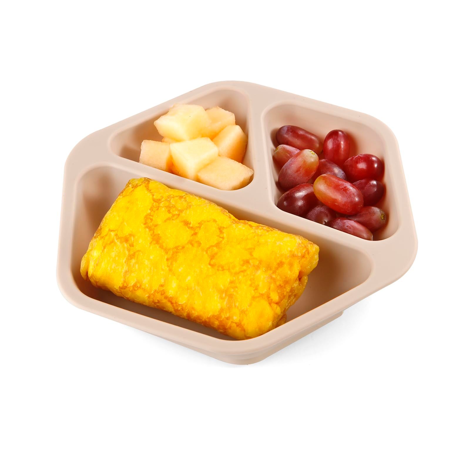 Space saving hexagonal shape fits perfectly on toddler highchair trays