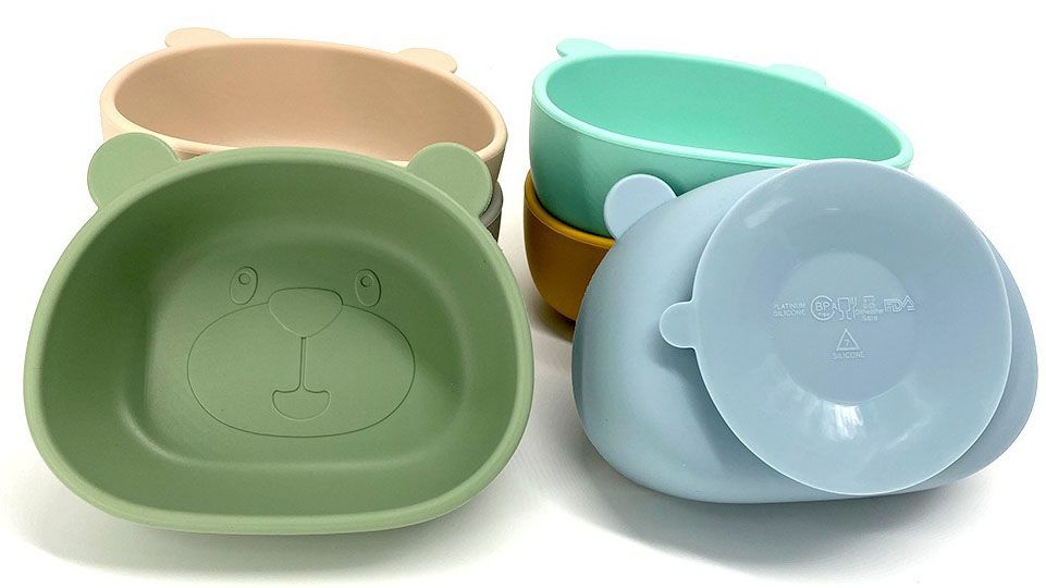 Custom OEM Pantone colors for bear silicone baby bowls factory direct