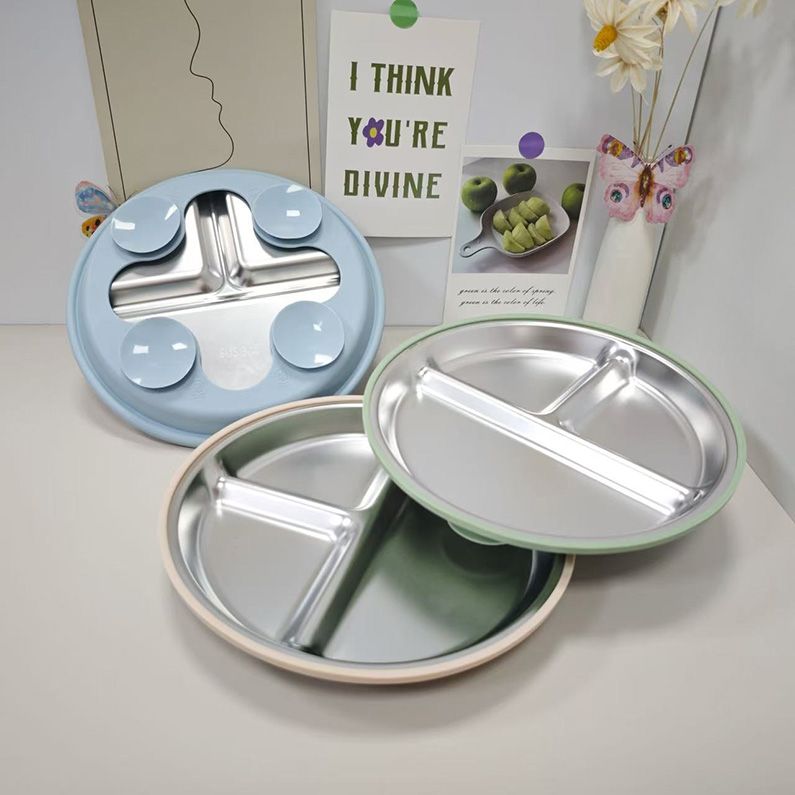 2-in-1 separable design of stainless steel plate and silicone base