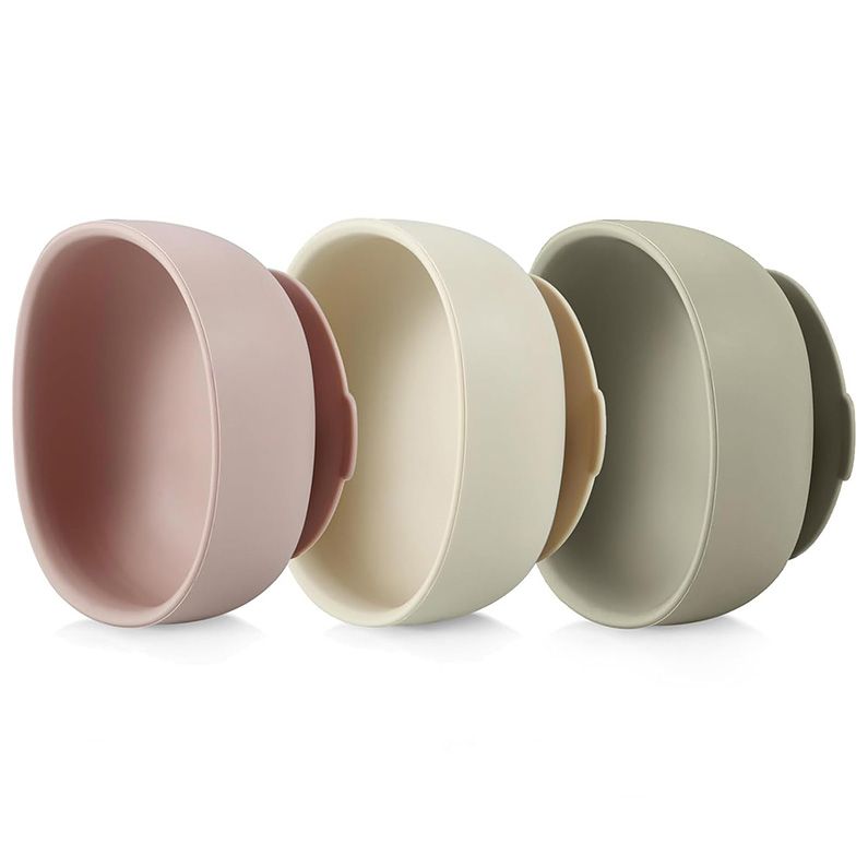 Wholesale modern square silicone baby suction bowls in custom boho colors