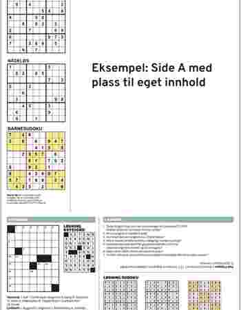 Avisside med spill og plass til eget innhold