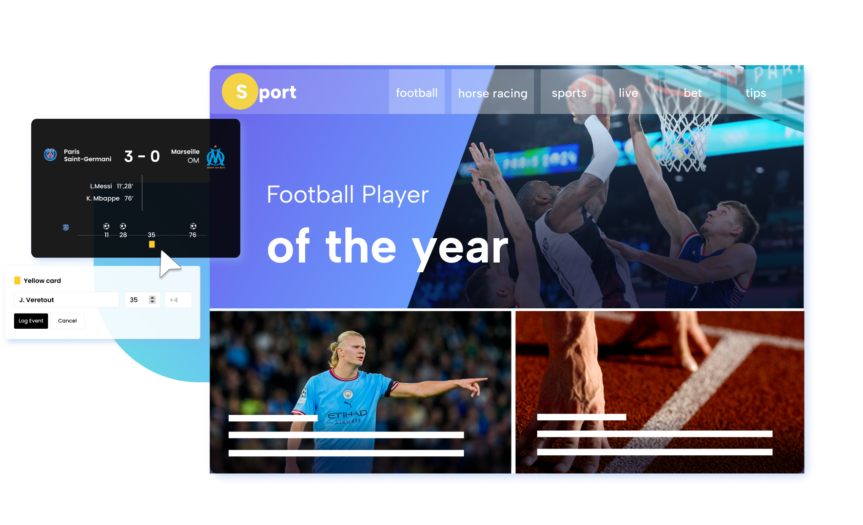 Live center with live sports coverage