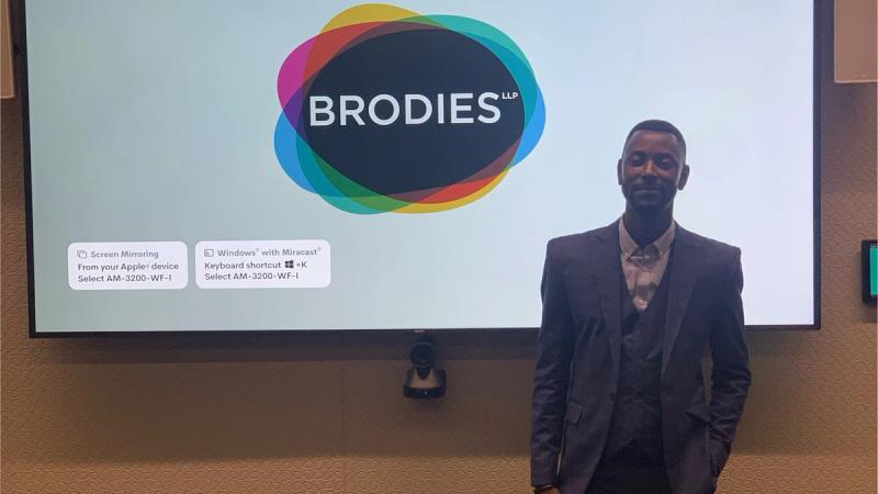 Akinwale backstage before a speaking engagement
