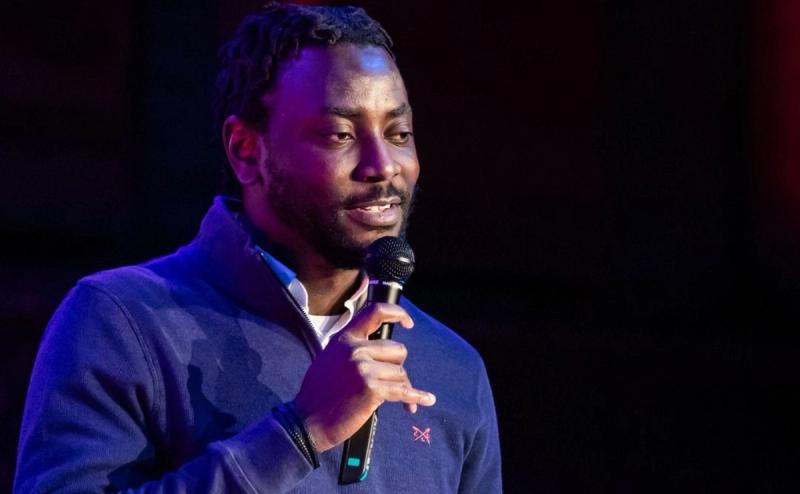 Akinwale speaking as part of a panel discussion