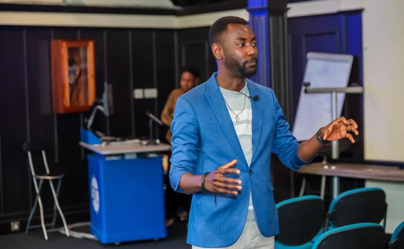Akinwale engaging with the audience during a Q&A session