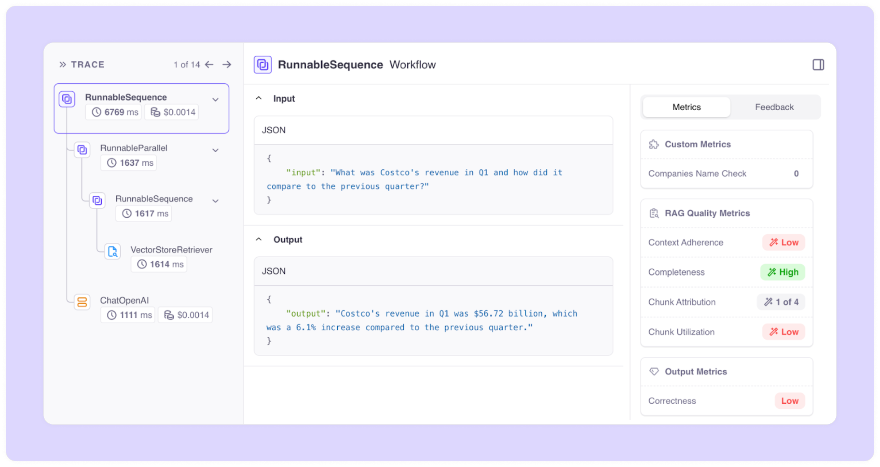 Users can leverage Luna for rapid experimentation and evaluation during the development phase, and seamlessly transition to using these same models for continuous monitoring in production environments. 