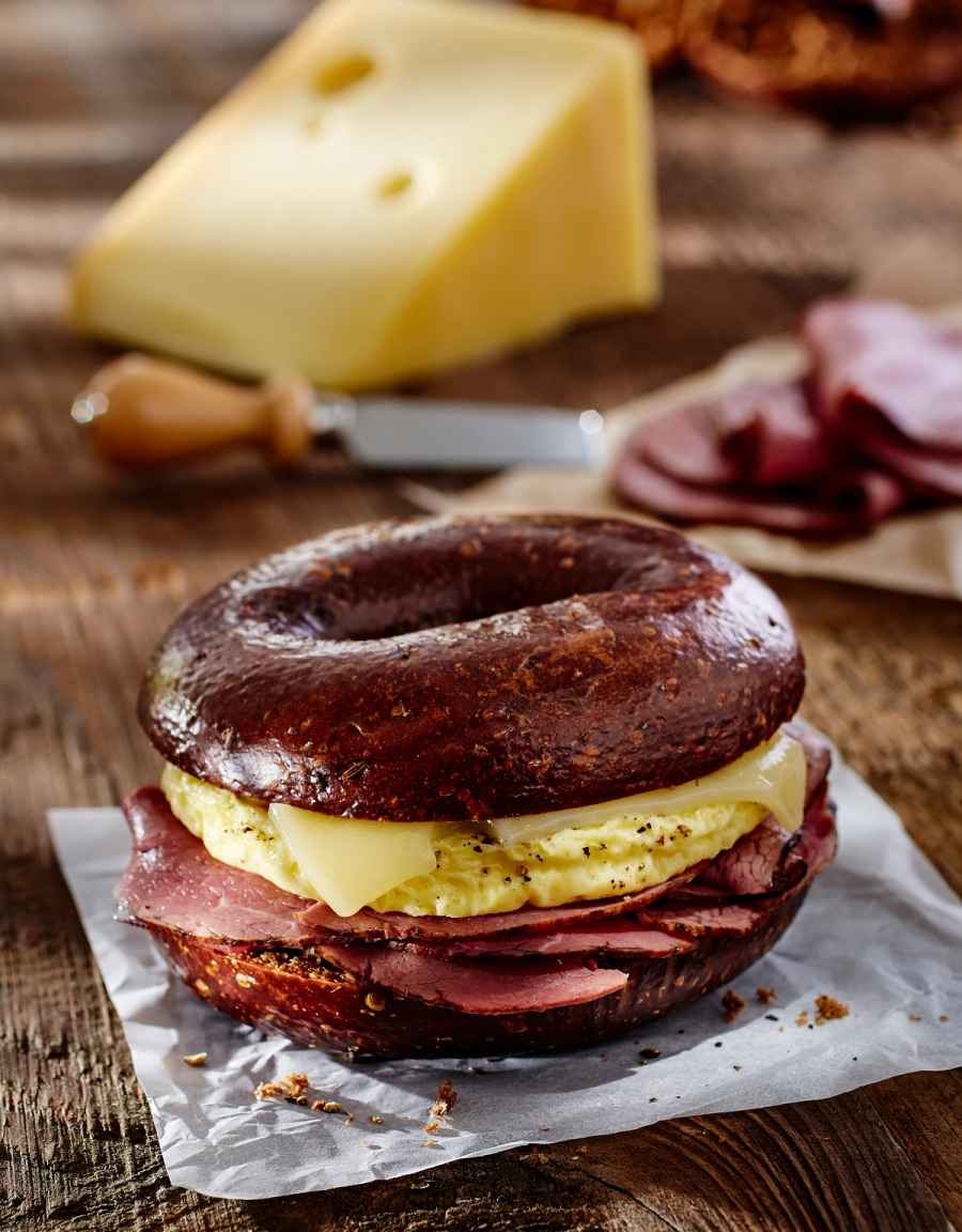 PastramiEggSwiss EggPatty, commercial photography for Bruegger's Bagels