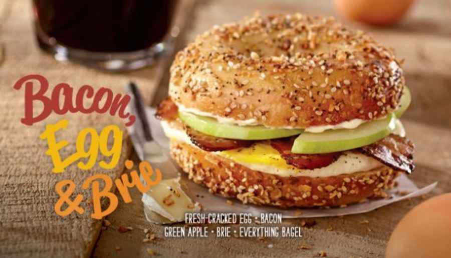 brueggers bacon egg brie breakfast sandwich, commercial photography for Bruegger's Bagels