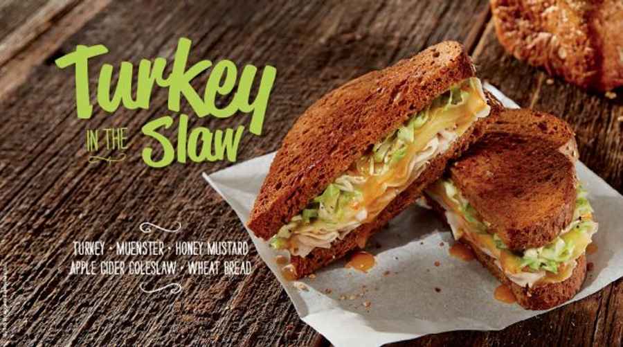 brueggers turkey in the slaw sandwich, commercial photography for Bruegger's Bagels