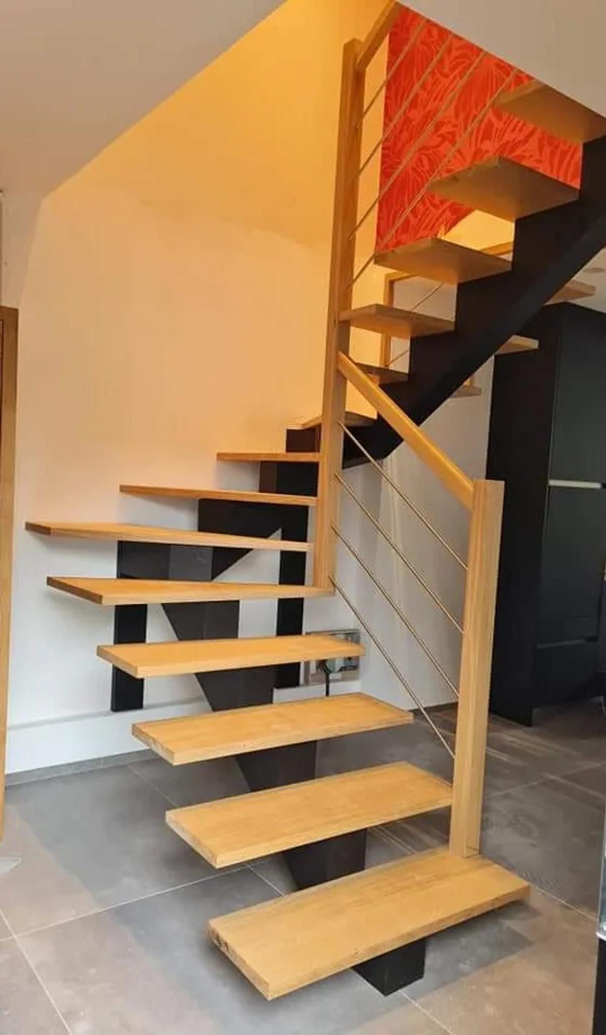 Chantier escalier bois, Le Quintrec Le Pallec