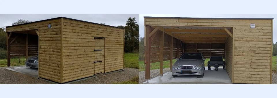 Carport bois adossé