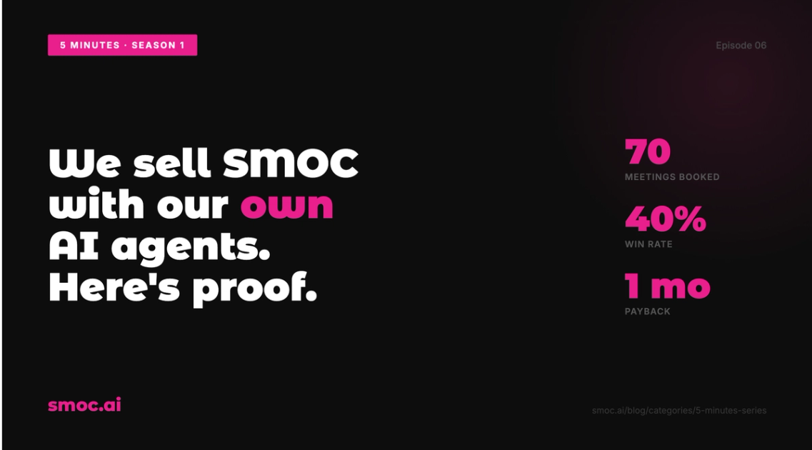 5 minutes - 6: We Sell SMOC With Our Own AI Agents. Here Are the Actual Numbers.​​​​‌﻿‍﻿​‍​‍‌‍﻿﻿‌﻿​‍‌‍‍‌‌‍‌﻿‌‍‍‌‌‍﻿‍​‍​‍​﻿‍‍​‍​‍‌﻿​﻿‌‍​‌‌‍﻿‍‌‍‍‌‌﻿‌​‌﻿‍‌​‍﻿‍‌‍‍‌‌‍﻿﻿​‍​‍​‍﻿​​‍​‍‌‍‍​‌﻿​‍‌‍‌‌‌‍‌‍​‍​‍​﻿‍‍​‍​‍​‍﻿﻿‌‍​‌‌‍‌​‌‍﻿‌‌‍‍‌‌‍﻿‍​‍﻿﻿‌‍‍‌‌‍﻿‍‌﻿‌​‌‍‌‌‌‍﻿‍‌﻿‌​​‍﻿﻿‌‍‌‌‌‍‌​‌‍‍‌‌﻿‌​​‍﻿﻿‌‍﻿‌‌‍﻿﻿‌‍‌​‌‍‌‌​﻿﻿‌‌﻿​​‌﻿​‍‌‍‌‌‌﻿​﻿‌‍‌‌‌‍﻿‍‌﻿‌​‌‍​‌‌﻿‌​‌‍‍‌‌‍﻿﻿‌‍﻿‍​﻿‍﻿‌‍‍‌‌‍‌​​﻿﻿‌​﻿‌‍‌‍‌​​﻿‌‍​﻿​﻿‌‍‌​​﻿​‌‌‍‌‍​﻿‌‍​‍﻿‌‌‍‌‍‌‍‌‌​﻿‌‍‌‍​‍​‍﻿‌​﻿‌​​﻿​​​﻿​﻿‌‍​‍​‍﻿‌​﻿‍​​﻿​​​﻿​​​﻿‌‍​‍﻿‌​﻿‍​​﻿‍‌​﻿​‍​﻿‍​​﻿​‍‌‍​‍​﻿‌​‌‍‌​‌‍​‌‌‍​‍​﻿‌‌​﻿‌﻿​﻿‍﻿‌﻿‌​‌﻿‍‌‌﻿​​‌‍‌‌​﻿﻿‌‌﻿​​‌‍﻿﻿‌﻿​﻿‌﻿‌​​﻿‍﻿‌﻿​​‌‍​‌‌﻿‌​‌‍‍​​﻿﻿‌‌﻿‌​‌‍‍‌‌﻿‌​‌‍﻿​‌‍‌‌​﻿﻿﻿‌‍​‍‌‍​‌‌﻿​﻿‌‍‌‌‌‌‌‌‌﻿​‍‌‍﻿​​﻿﻿‌​‍‌‌​﻿​‍‌​‌‍‌‍​‌‌‍‌​‌‍﻿‌‌‍‍‌‌‍﻿‍​‍‌‍‌‍‍‌‌‍‌​​﻿﻿‌​﻿‌‍‌‍‌​​﻿‌‍​﻿​﻿‌‍‌​​﻿​‌‌‍‌‍​﻿‌‍​‍﻿‌‌‍‌‍‌‍‌‌​﻿‌‍‌‍​‍​‍﻿‌​﻿‌​​﻿​​​﻿​﻿‌‍​‍​‍﻿‌​﻿‍​​﻿​​​﻿​​​﻿‌‍​‍﻿‌​﻿‍​​﻿‍‌​﻿​‍​﻿‍​​﻿​‍‌‍​‍​﻿‌​‌‍‌​‌‍​‌‌‍​‍​﻿‌‌​﻿‌﻿​‍‌‍‌﻿‌​‌﻿‍‌‌﻿​​‌‍‌‌​﻿﻿‌‌﻿​​‌‍﻿﻿‌﻿​﻿‌﻿‌​​‍‌‍‌﻿​​‌‍​‌‌﻿‌​‌‍‍​​﻿﻿‌‌﻿‌​‌‍‍‌‌﻿‌​‌‍﻿​‌‍‌‌​‍‌‍‌﻿​​‌‍‌‌‌﻿​‍‌﻿​﻿‌﻿​​‌‍‌‌‌‍​﻿‌﻿‌​‌‍‍‌‌﻿‌‍‌‍‌‌​﻿﻿‌‌﻿​​‌﻿‌‌‌‍​‍‌‍﻿​‌‍‍‌‌﻿​﻿‌‍‍​‌‍‌‌‌‍‌​​‍​‍‌﻿﻿‌