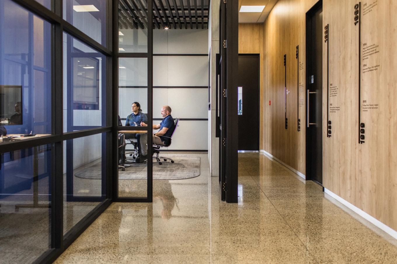 Business engaging in conversation