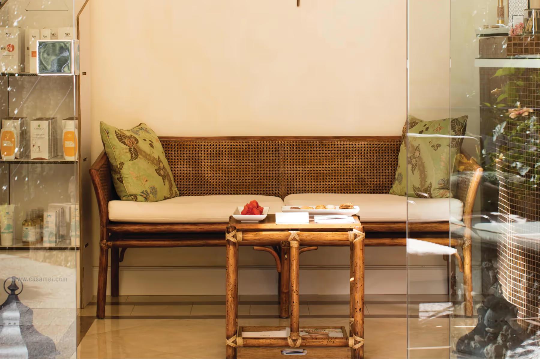 Splendido: a spa treatment room with warm lighting and massage bed
