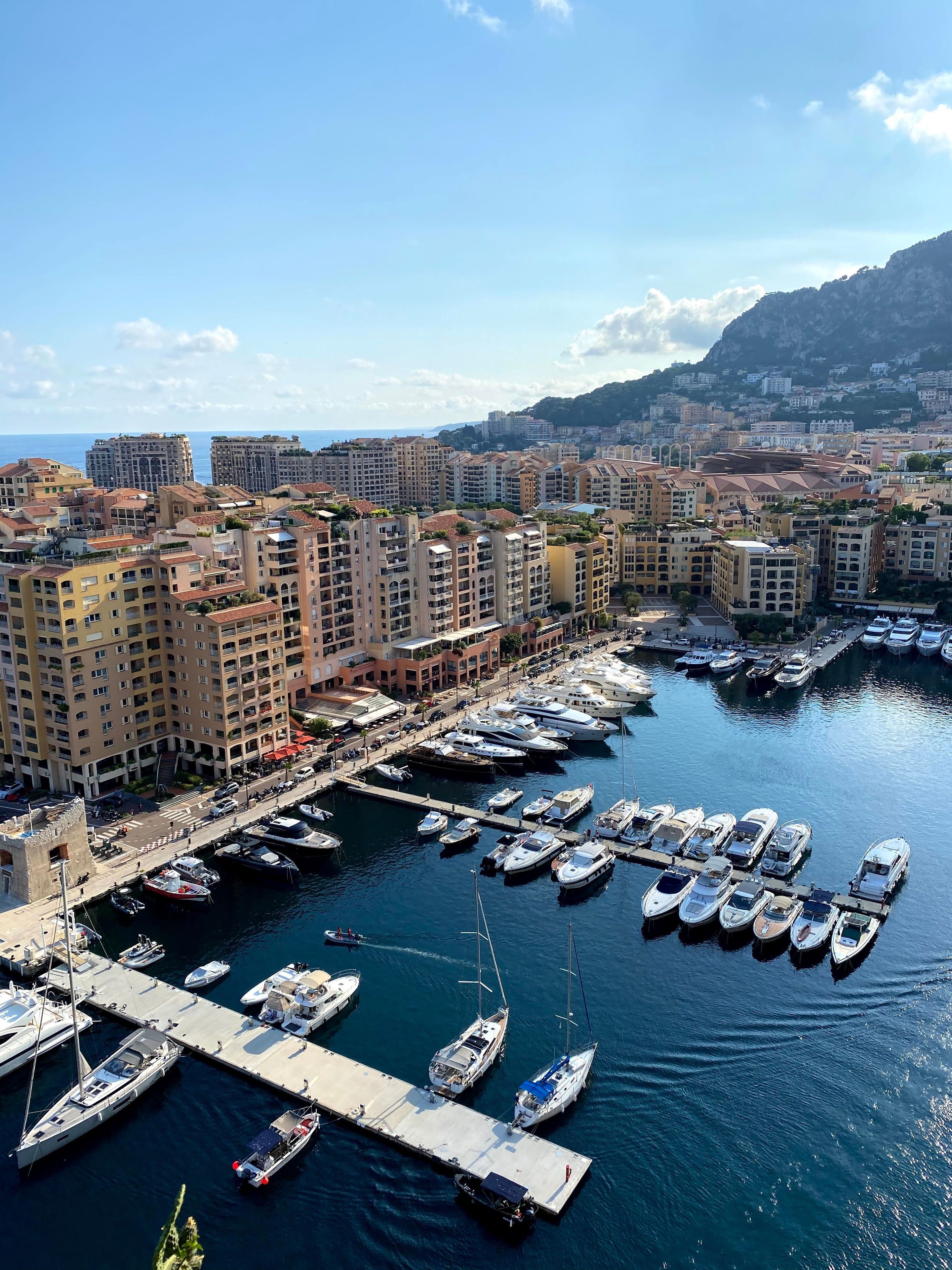 Port Fontvieille and its yachts below Monaco