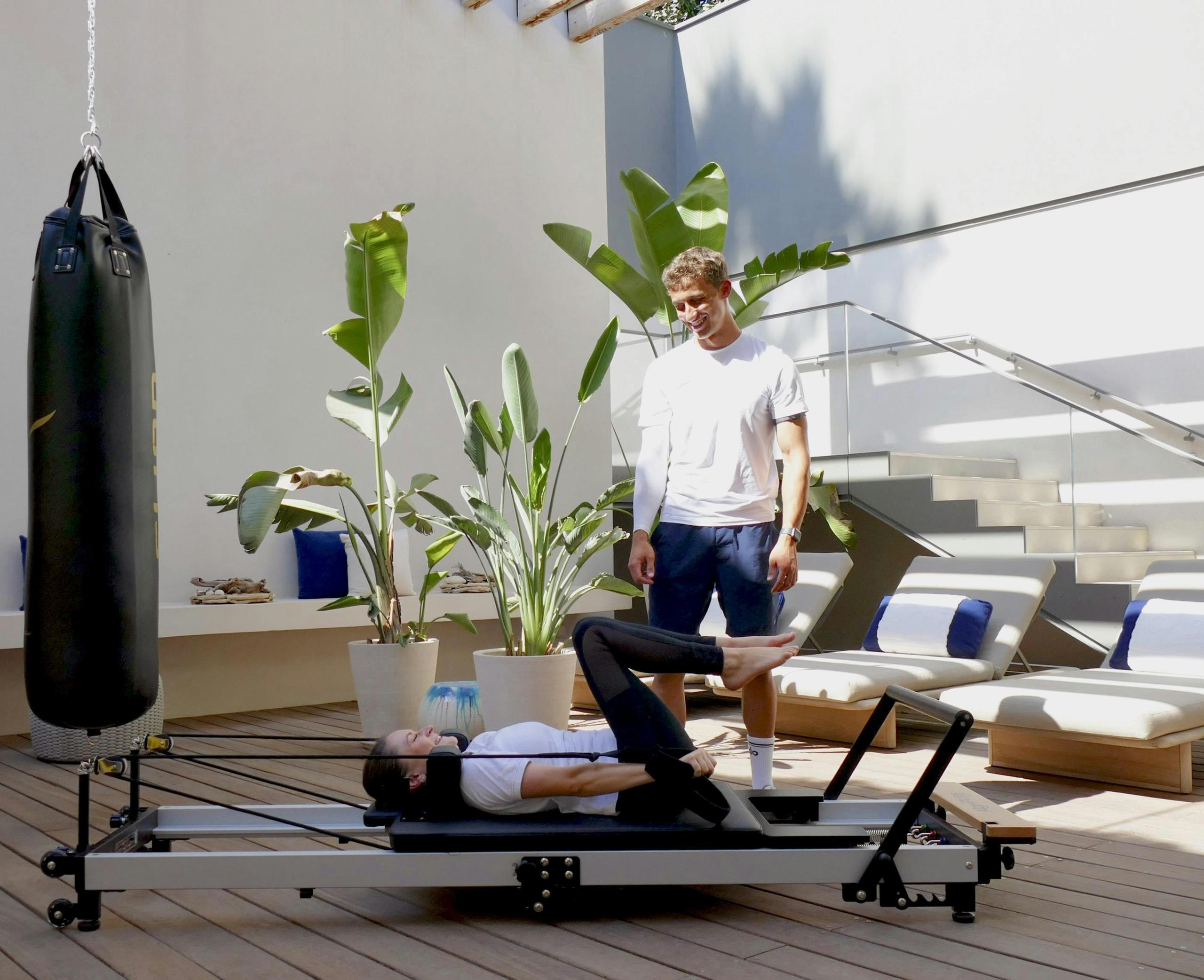 Cheval Blanc St-Tropez: yoga studio with punching bag and person in fitness attire