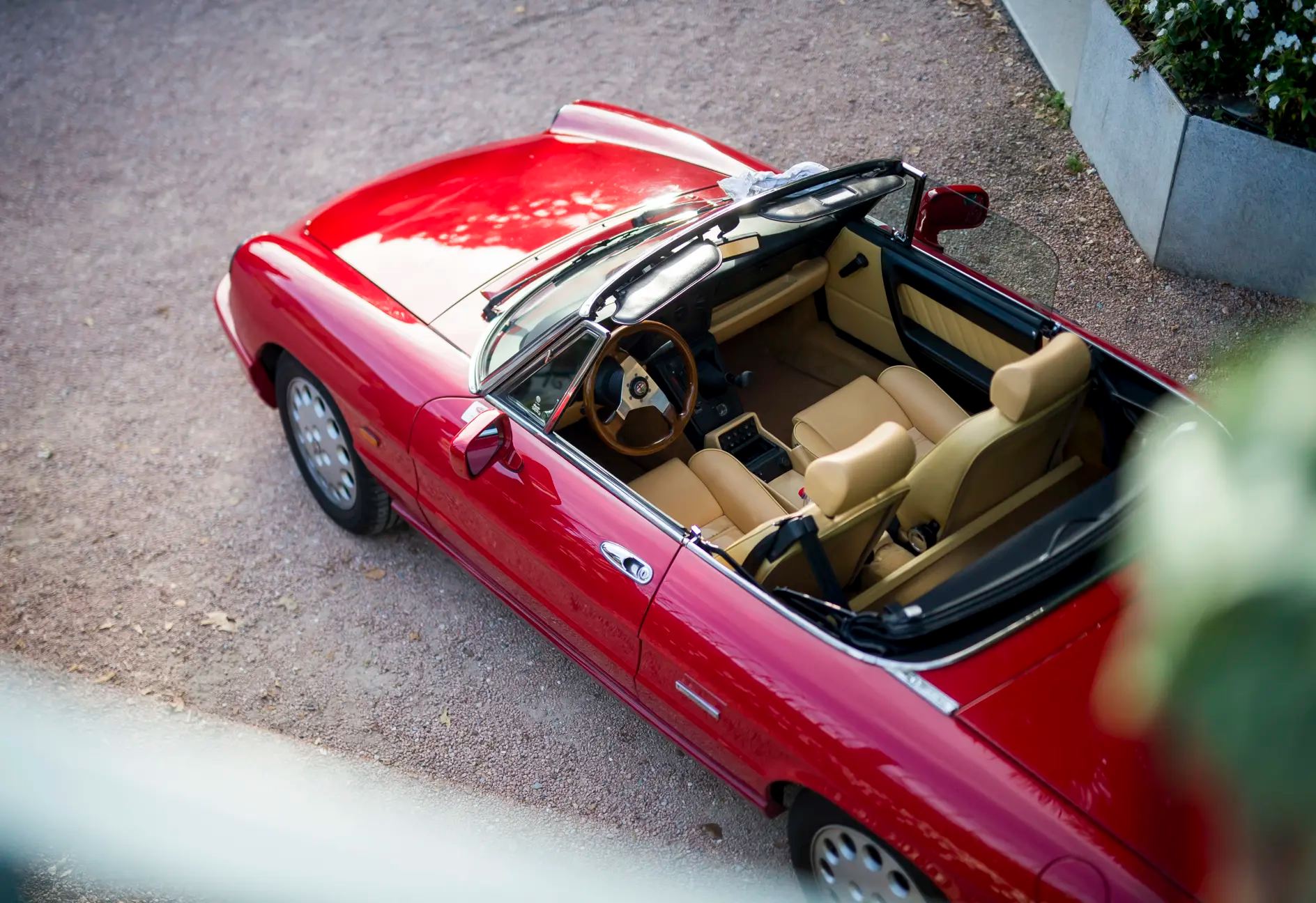 Grand Hotel Tremezzo: red vintage convertible car parked near the hotel