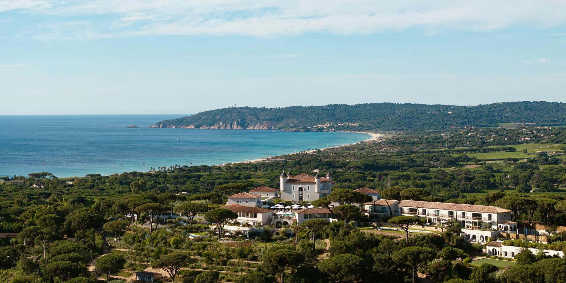 The castle and gardens of Château de la Messardière overlooking the Bay of Pampelonne