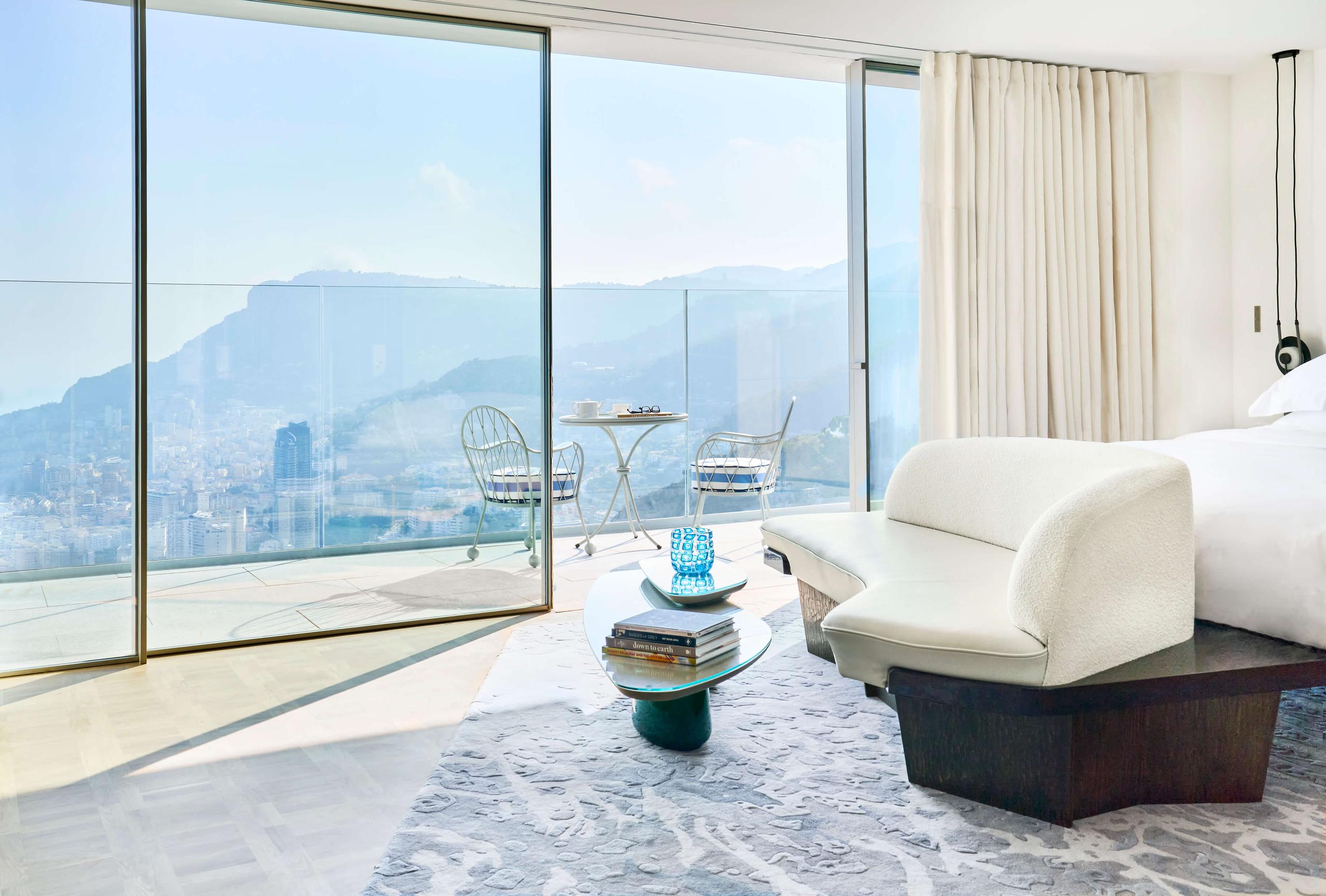 Suite with contemporary furniture and expansive views