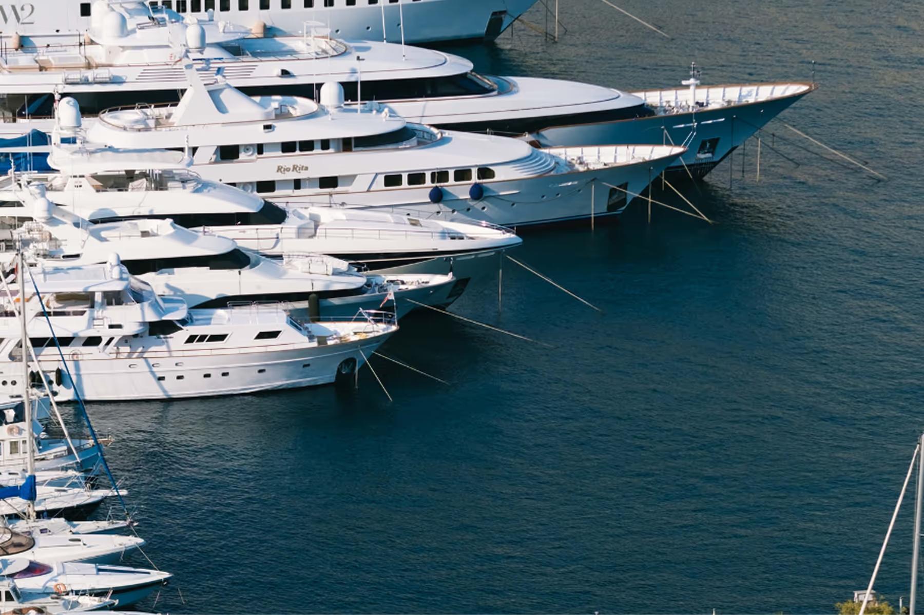Maybourne Riviera: yachts moored in Mediterranean harbor