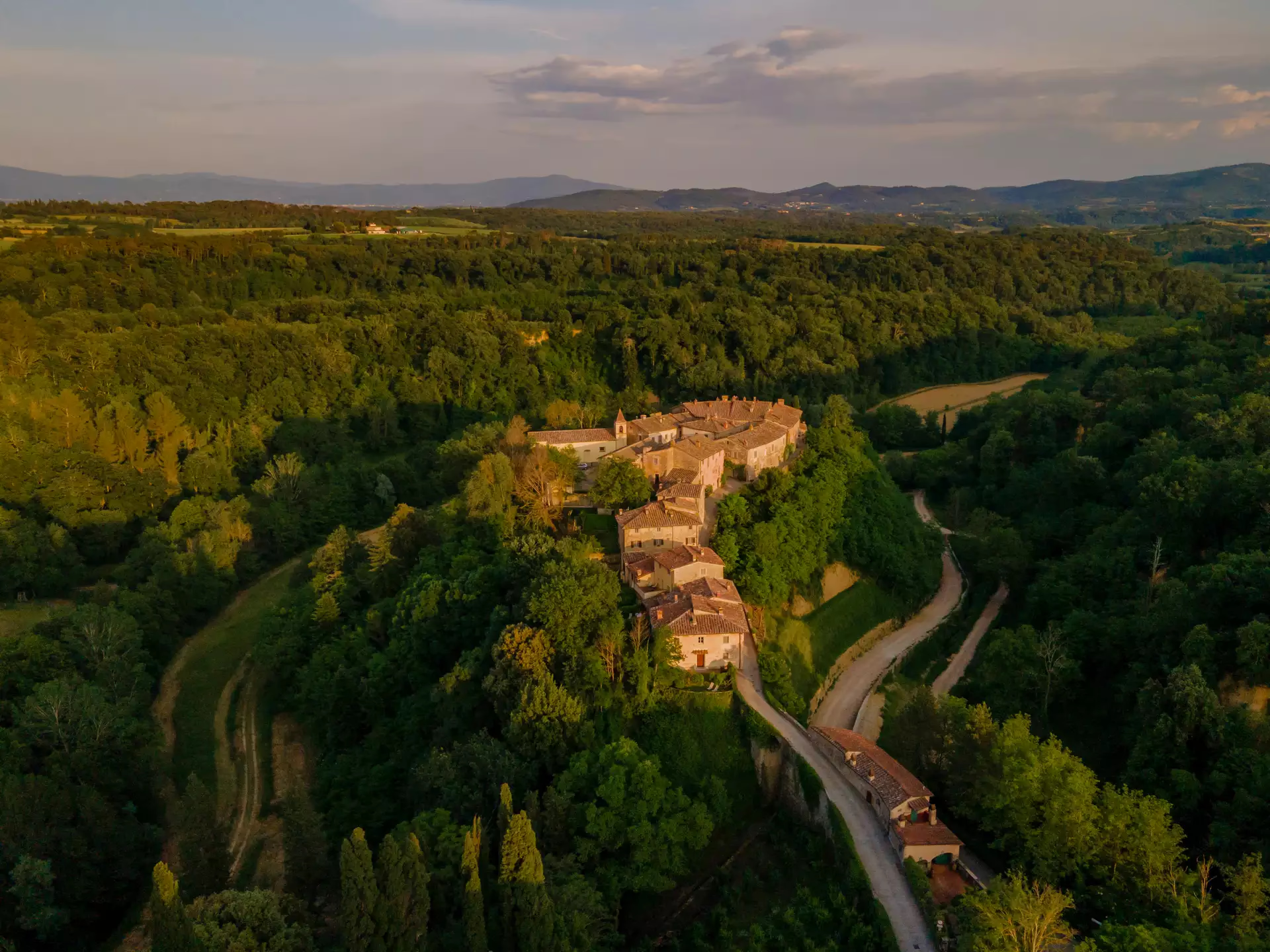 The restored medieval village and vineyards at Il Borro, near Arezzo