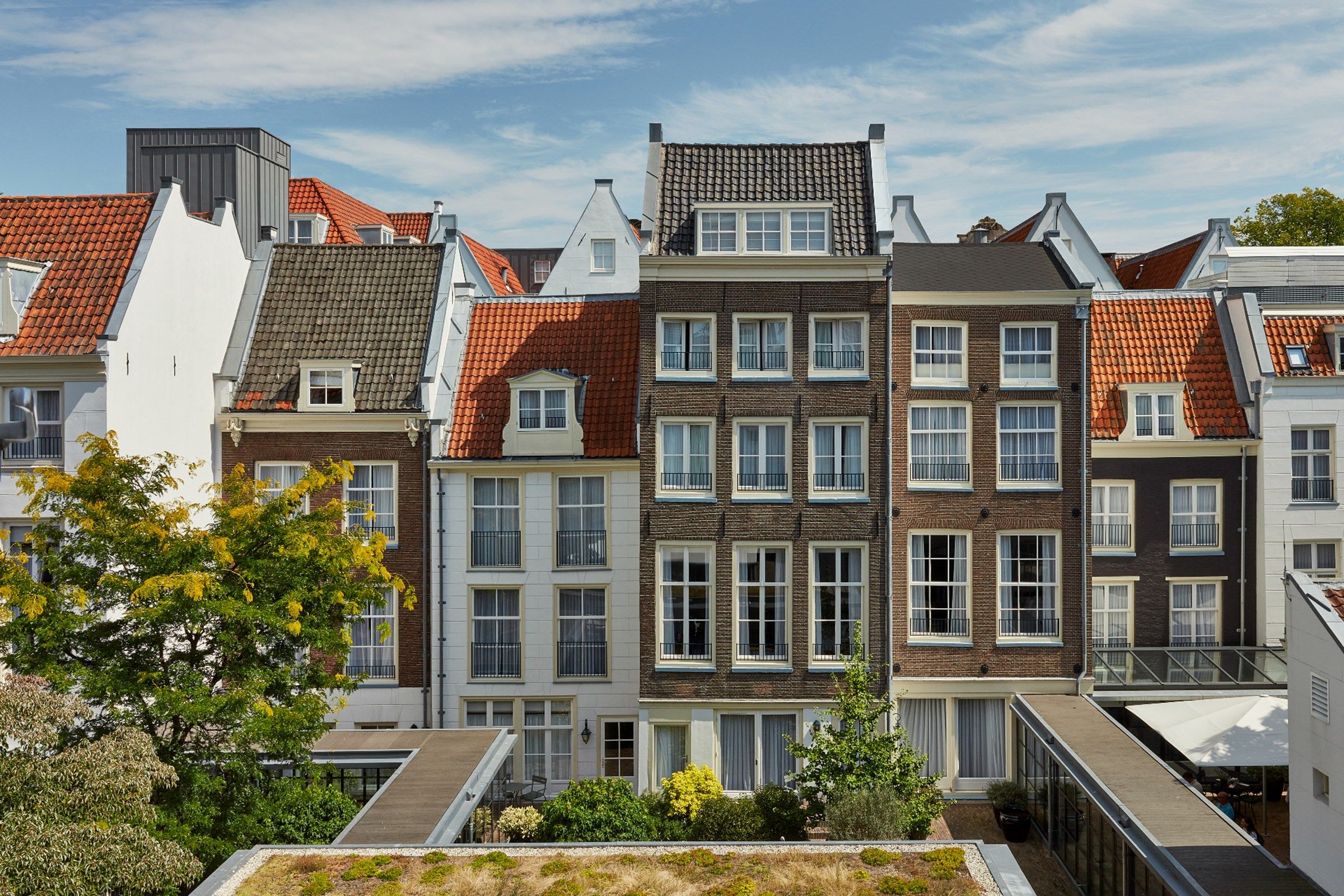The gabled backs of the Pulitzer's canal houses, seen from the inner gardens