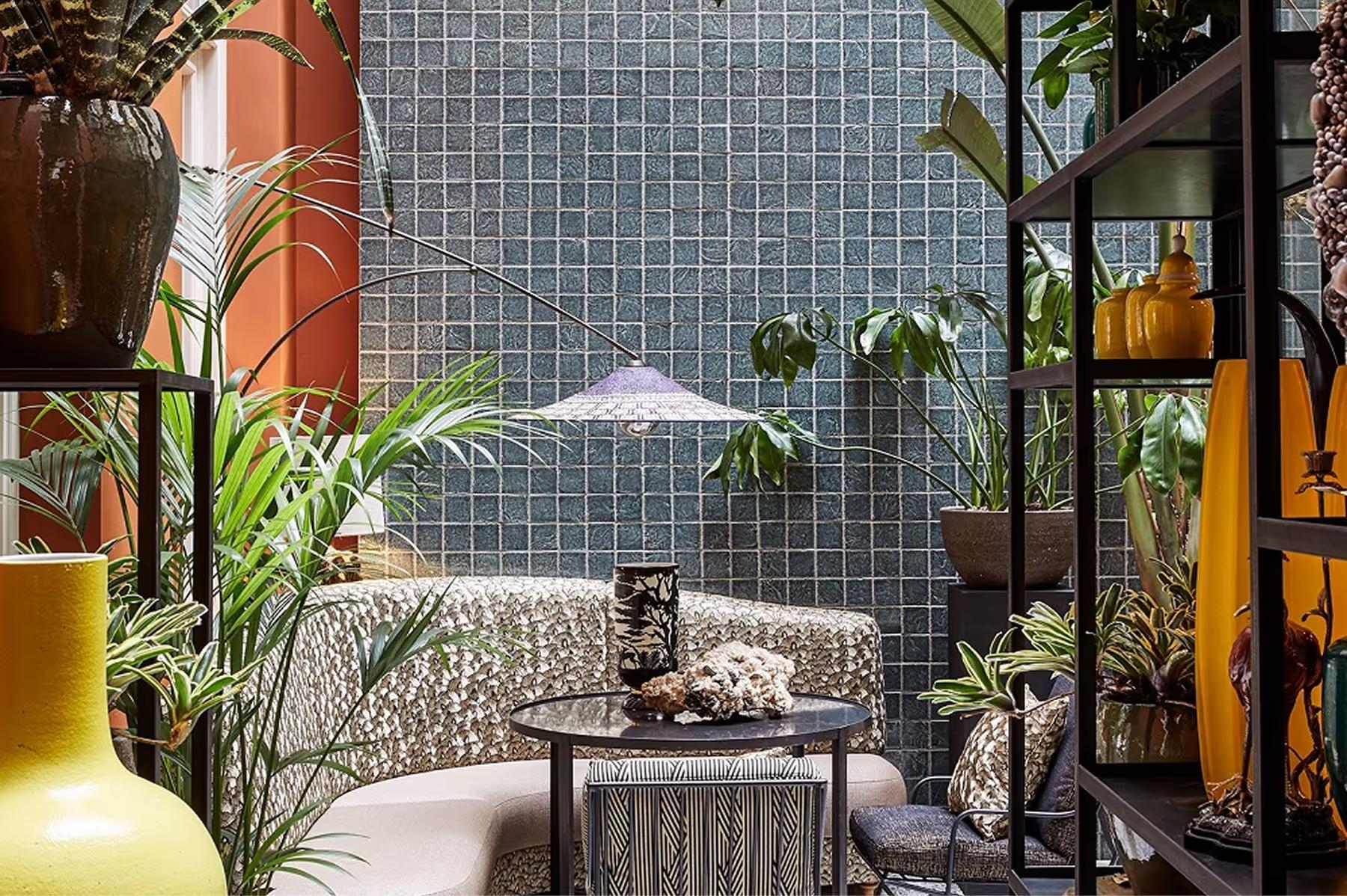 De L’Europe Amsterdam: courtyard terrace with potted plants, natural light, and intimate seating