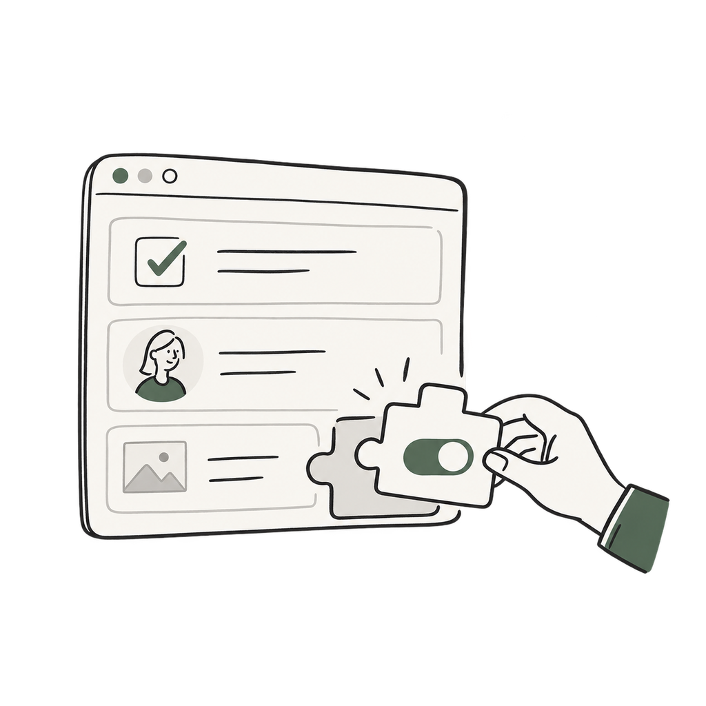 Illustration présentant applications web et espaces clients avec des éléments d’interface