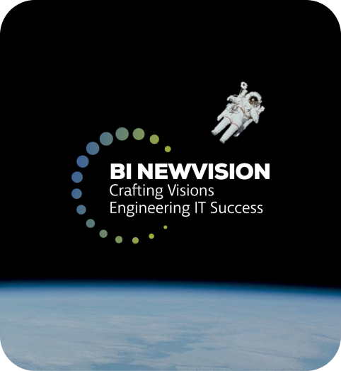 Logo BI NewVision dans un univers numérique - rebranding et développement web WordPress par Grande Charte au Maroc